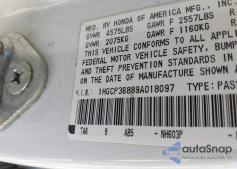 2009 Honda Accord 3.5 Ex-L from USA, damaged, VIN 1HGCP36889A018097
